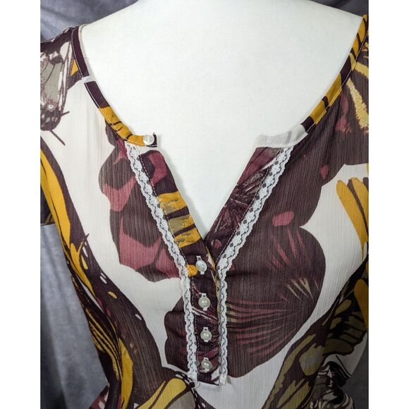 Vintage Royal Chicks Bohemian Butterfly Semi Sheer Top Size Medium - Picture 12 of 12
